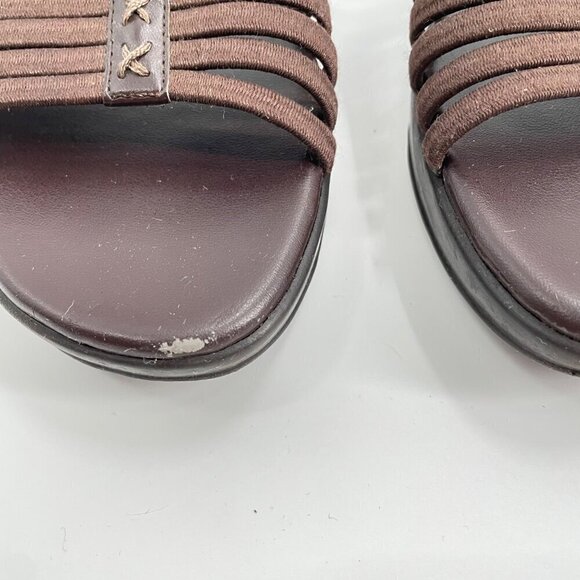 Vintage Y2K Cabin Creek Brown Strappy Wedges Slip On Slides Womens Size 7 Summer - Picture 6 of 10